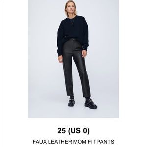 ZARA faux leather mom fit pants